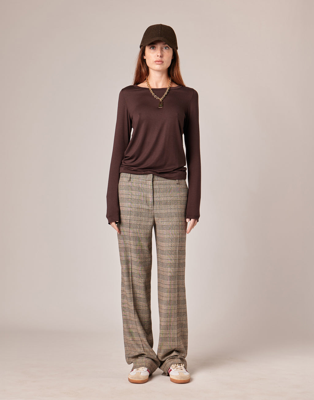 DOUUOD T-shirt a Manica Lunga in Jersey di Viscosa Stretch con Scollo Ampio Ciocco