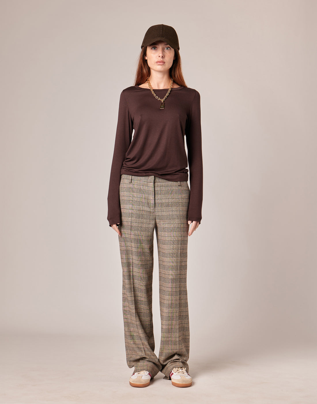 DOUUOD T-shirt a Manica Lunga in Jersey di Viscosa Stretch con Scollo Ampio Ciocco