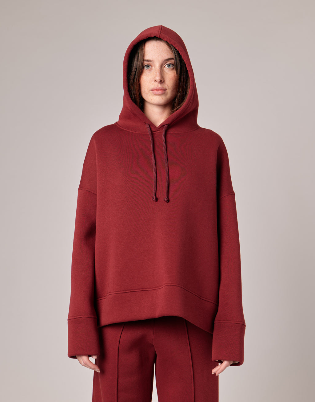 DOUUOD Felpa con Cappuccio in Felpa Soft Light Bordeaux