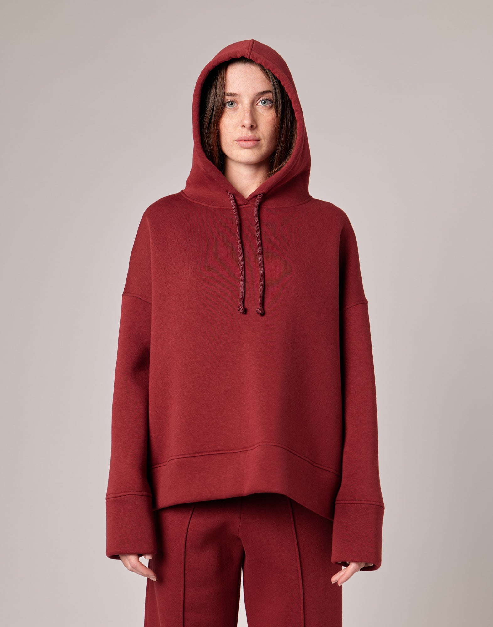DOUUOD Felpa con Cappuccio in Felpa Soft Light Bordeaux