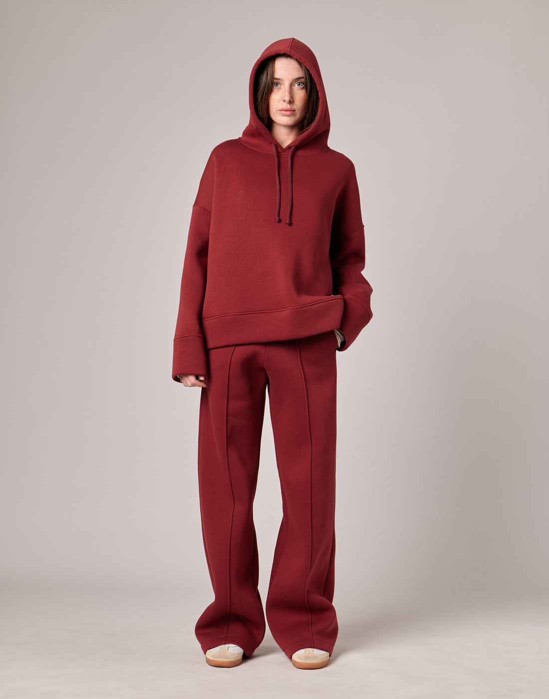 DOUUOD Felpa con Cappuccio in Felpa Soft Light Bordeaux