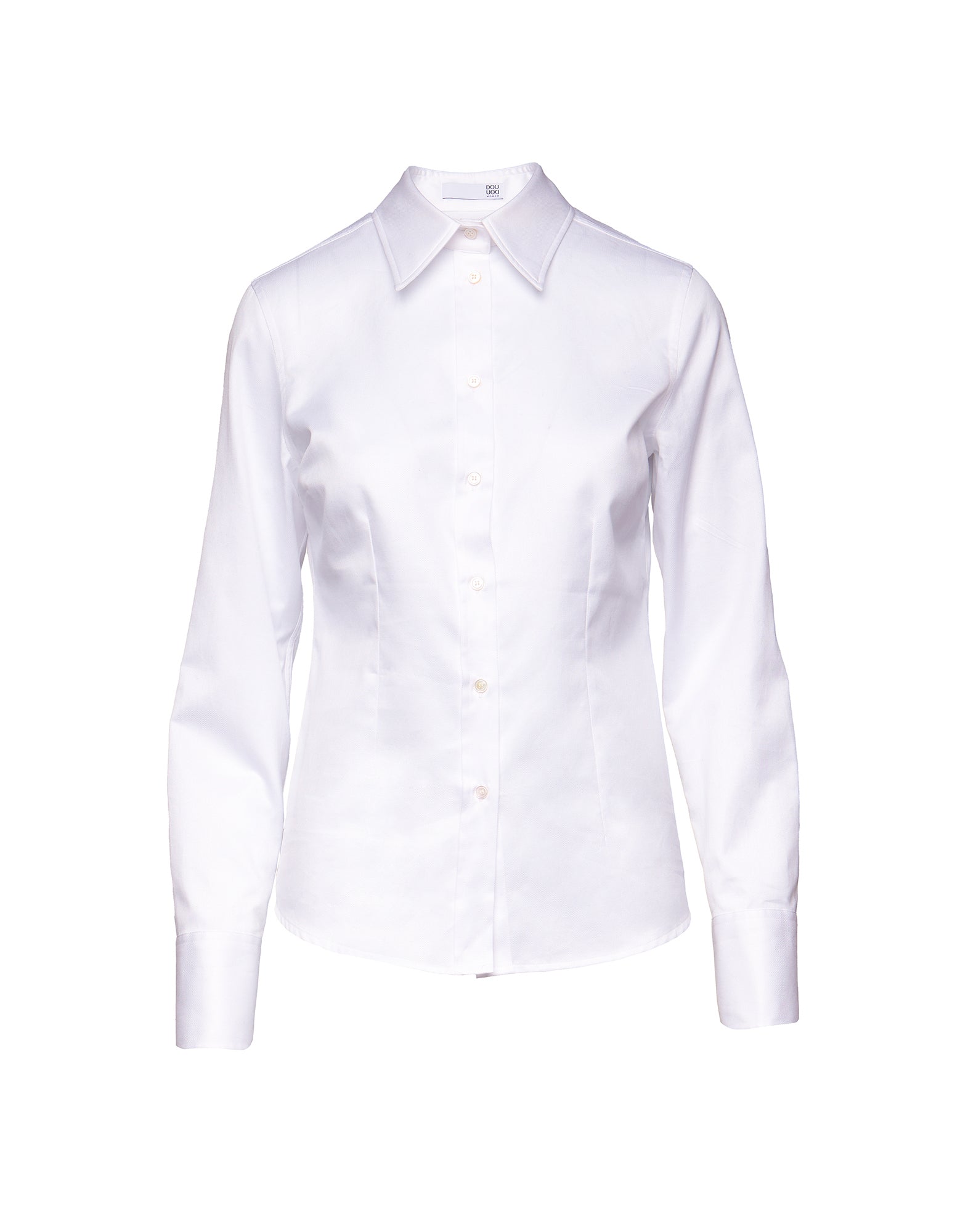 DOUUOD Camicia Slim con Gemelli in Popeline Oxford Bianco