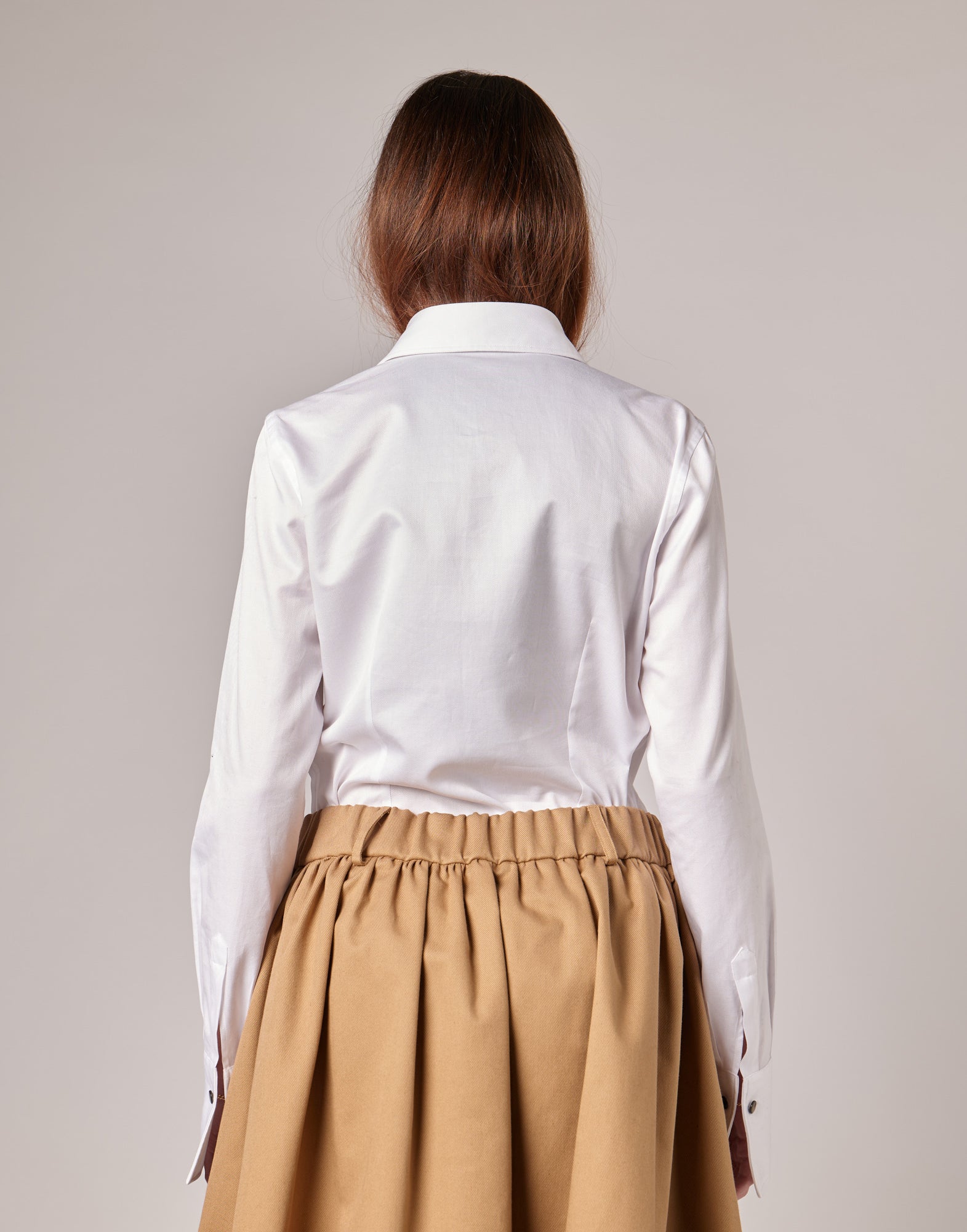 DOUUOD Camicia Slim con Gemelli in Popeline Oxford Bianco
