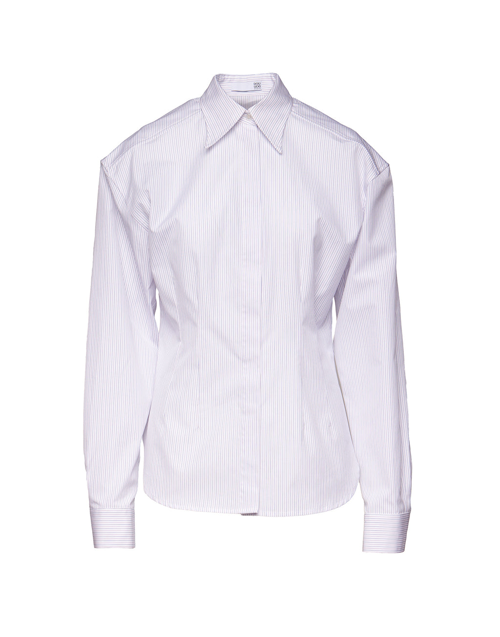 DOUUOD Camicia Sfiancata in Popeline Rigato
