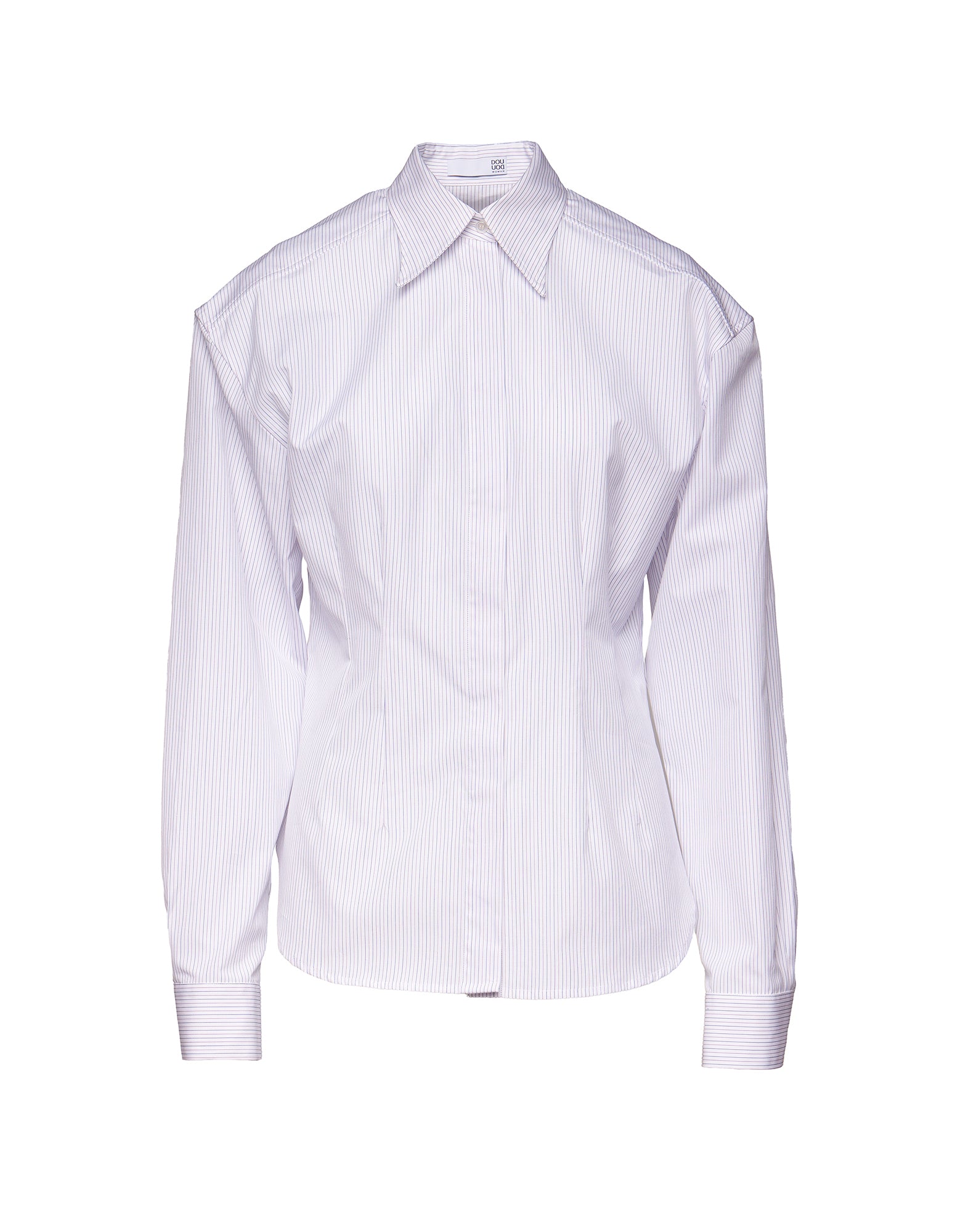 DOUUOD Camicia Sfiancata in Popeline Rigato