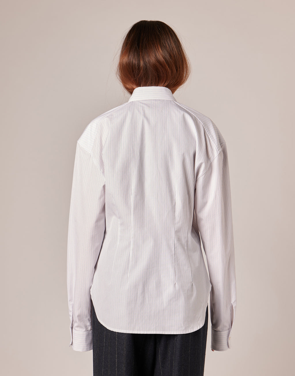 DOUUOD Camicia Sfiancata in Popeline Rigato