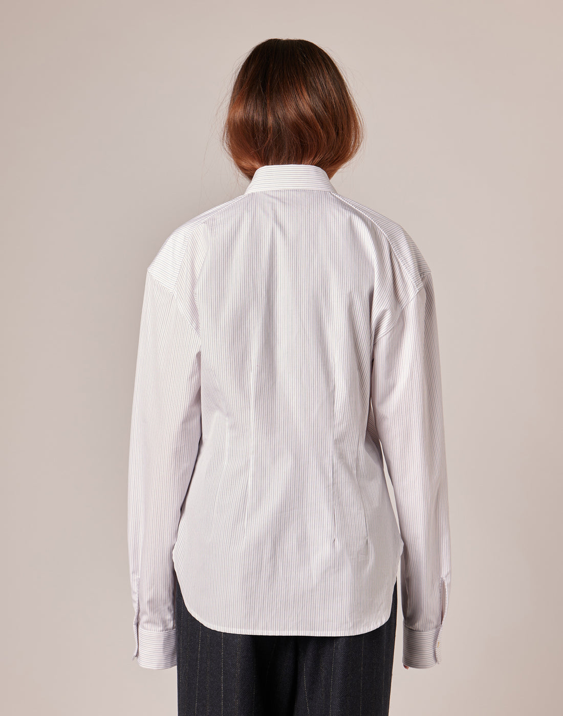 DOUUOD Camicia Sfiancata in Popeline Rigato