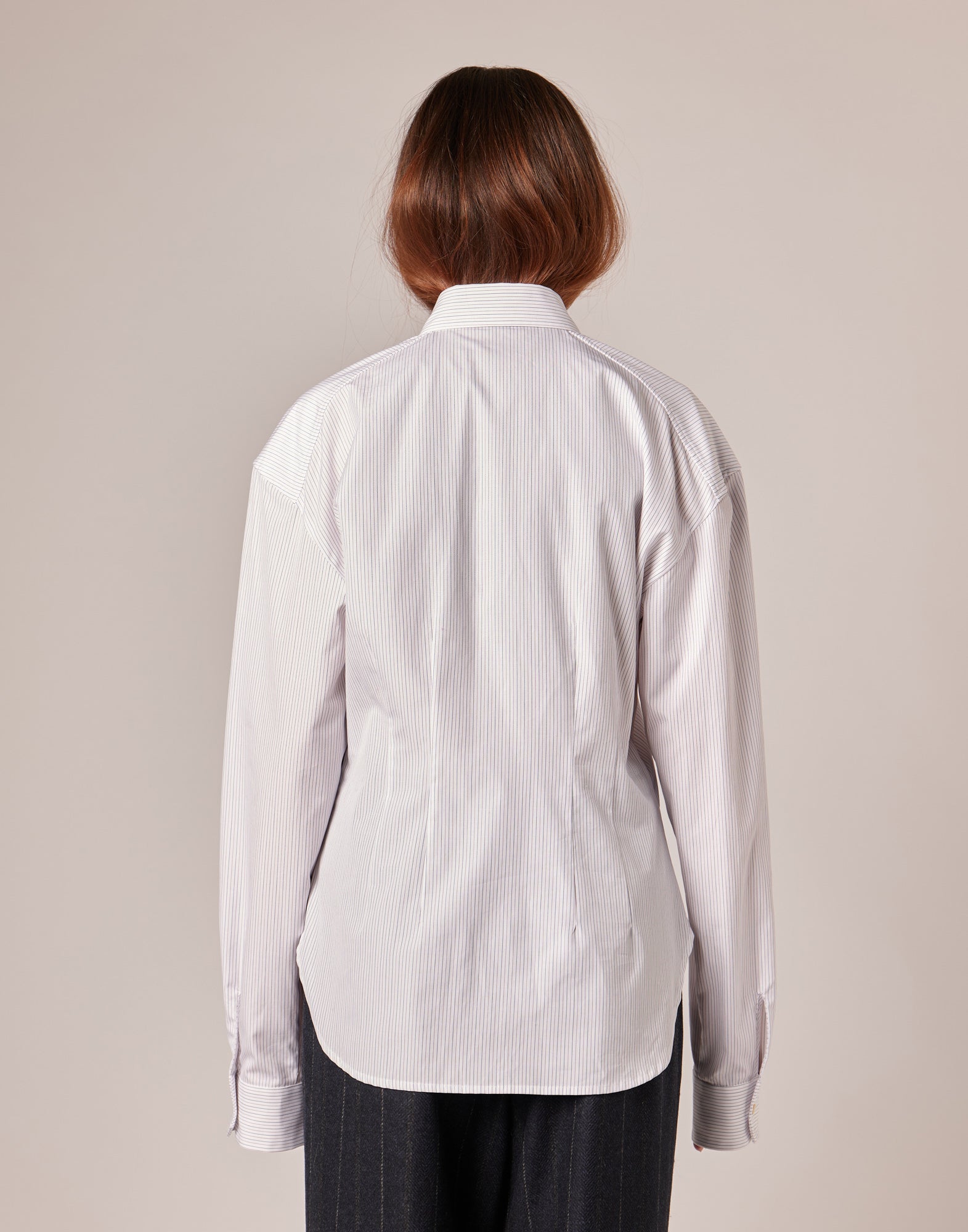 DOUUOD Camicia Sfiancata in Popeline Rigato