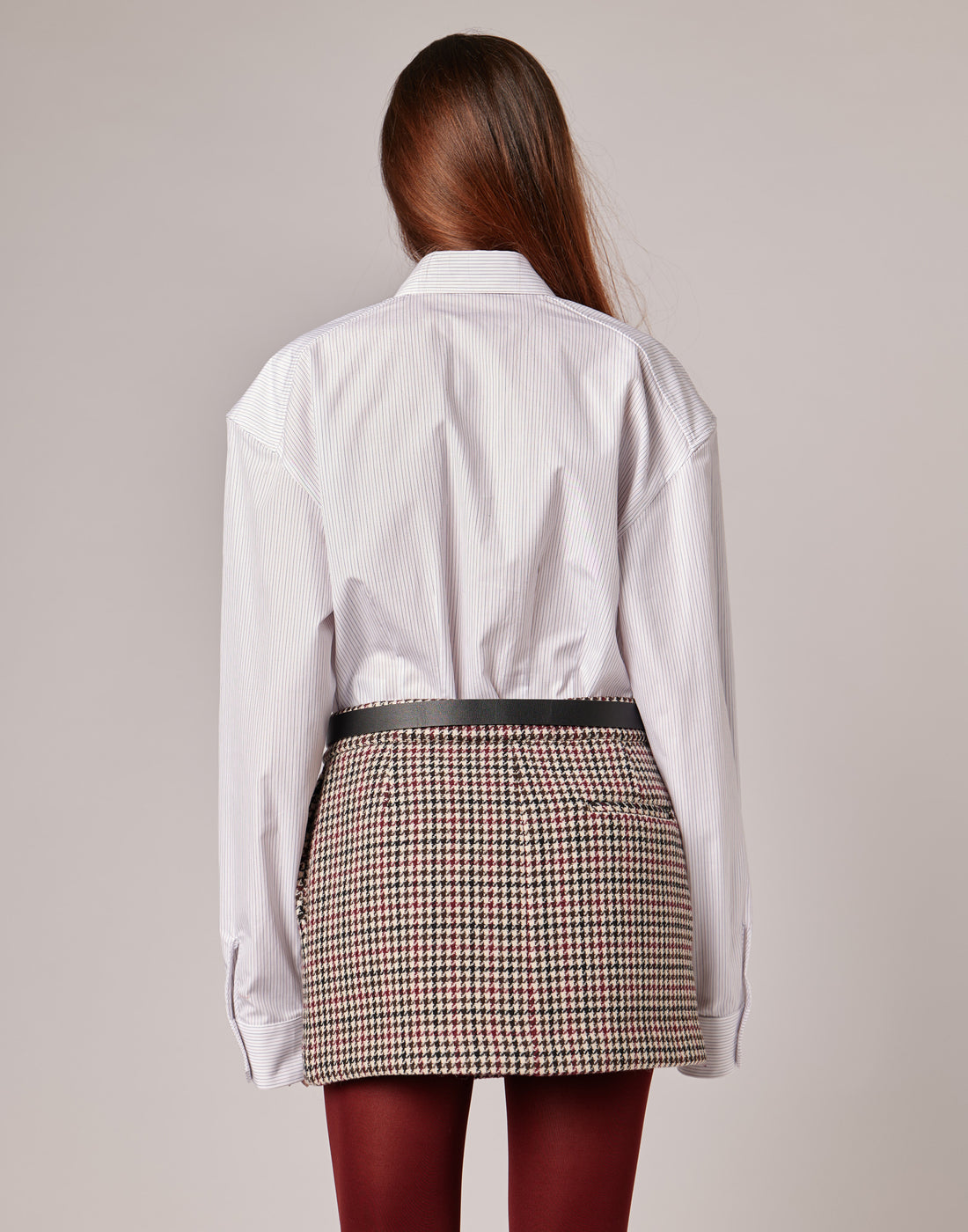 DOUUOD Camicia Sfiancata in Popeline Rigato