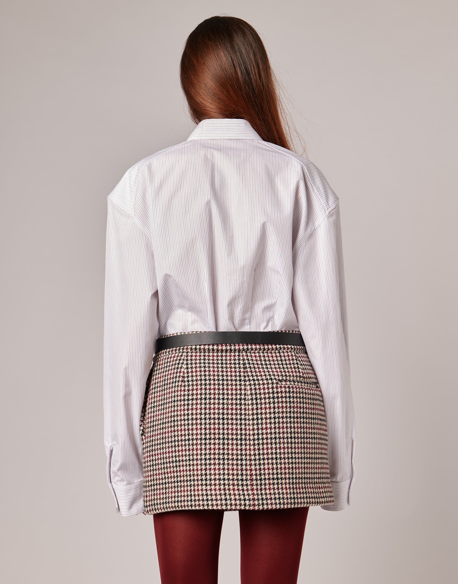 DOUUOD Camicia Sfiancata in Popeline Rigato