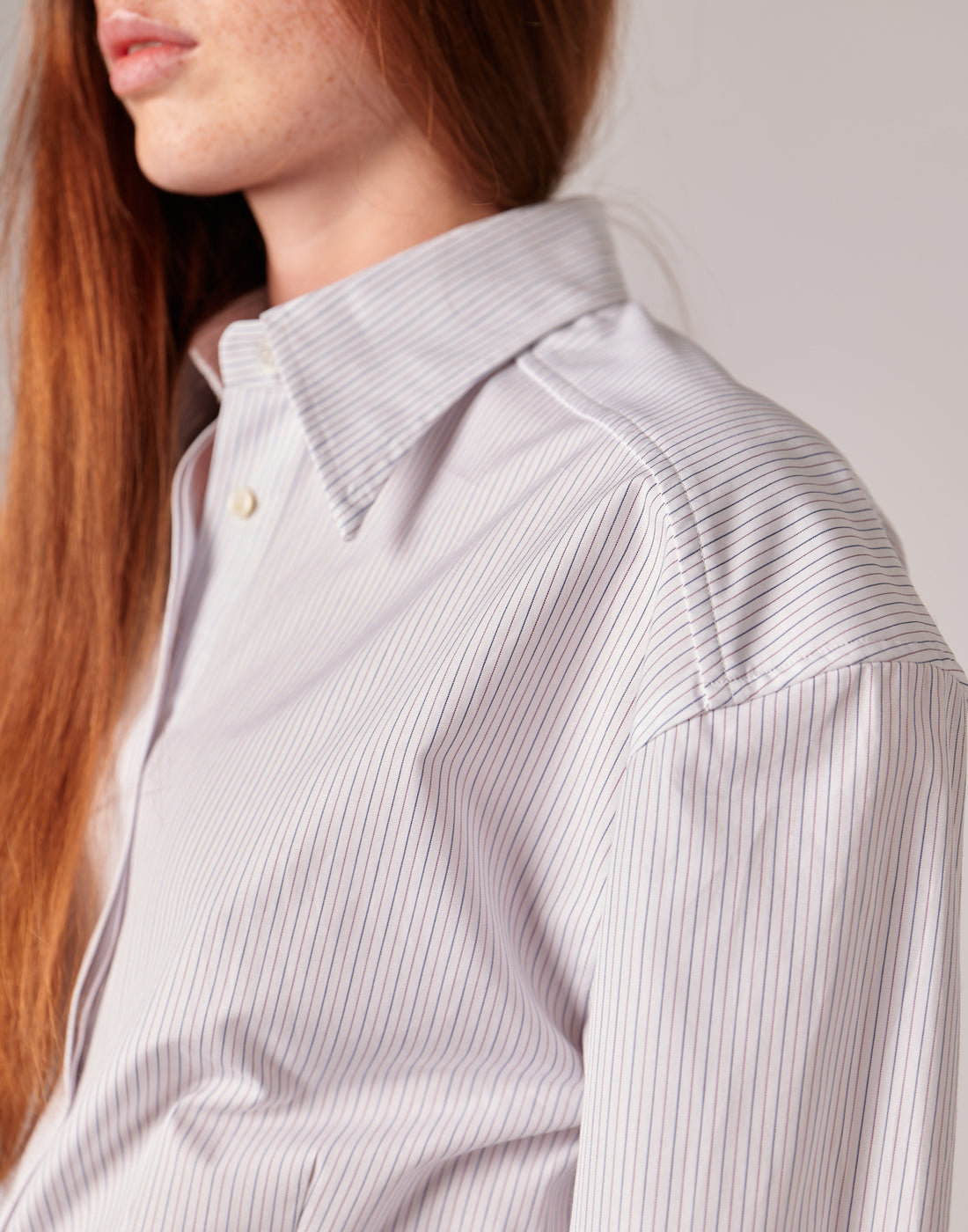 DOUUOD Camicia Sfiancata in Popeline Rigato