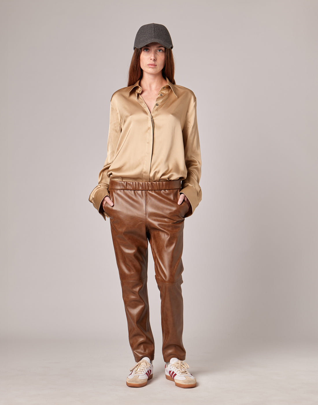 DOUUOD Camicia a Uomo in Raso Stretch Oro