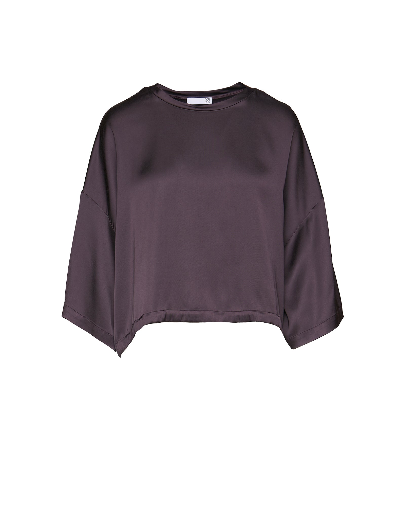 DOUUOD T-shirt Ampia in Raso Stretch con Coulisse Ciocco