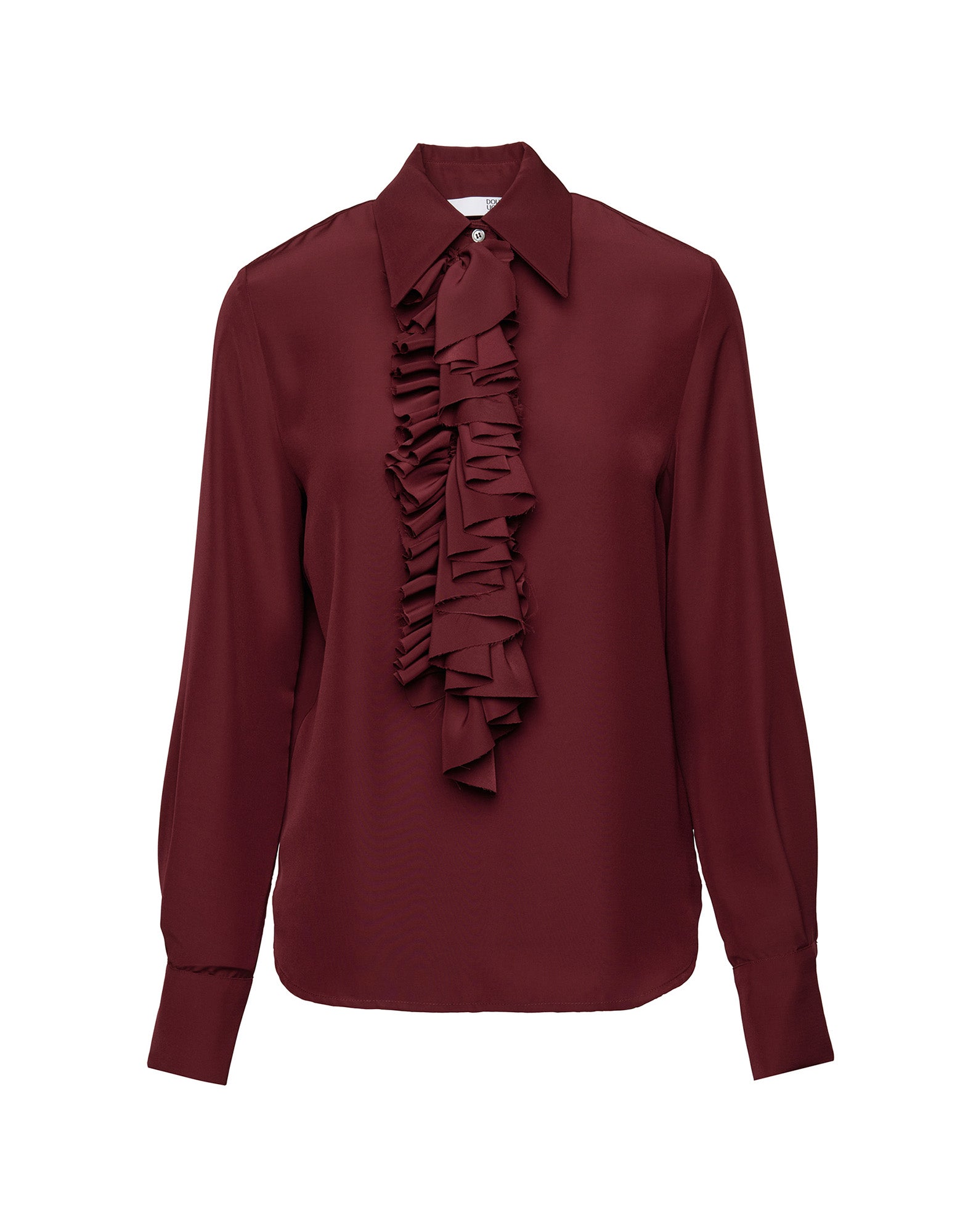 DOUUOD Camicia Serafino con Rouches in Cady Bordeaux