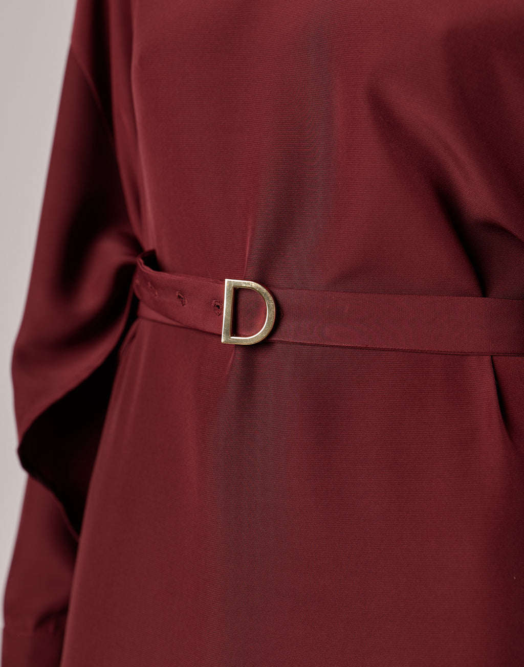 DOUUOD Abito Midi con Gemelli in Cady Bordeaux