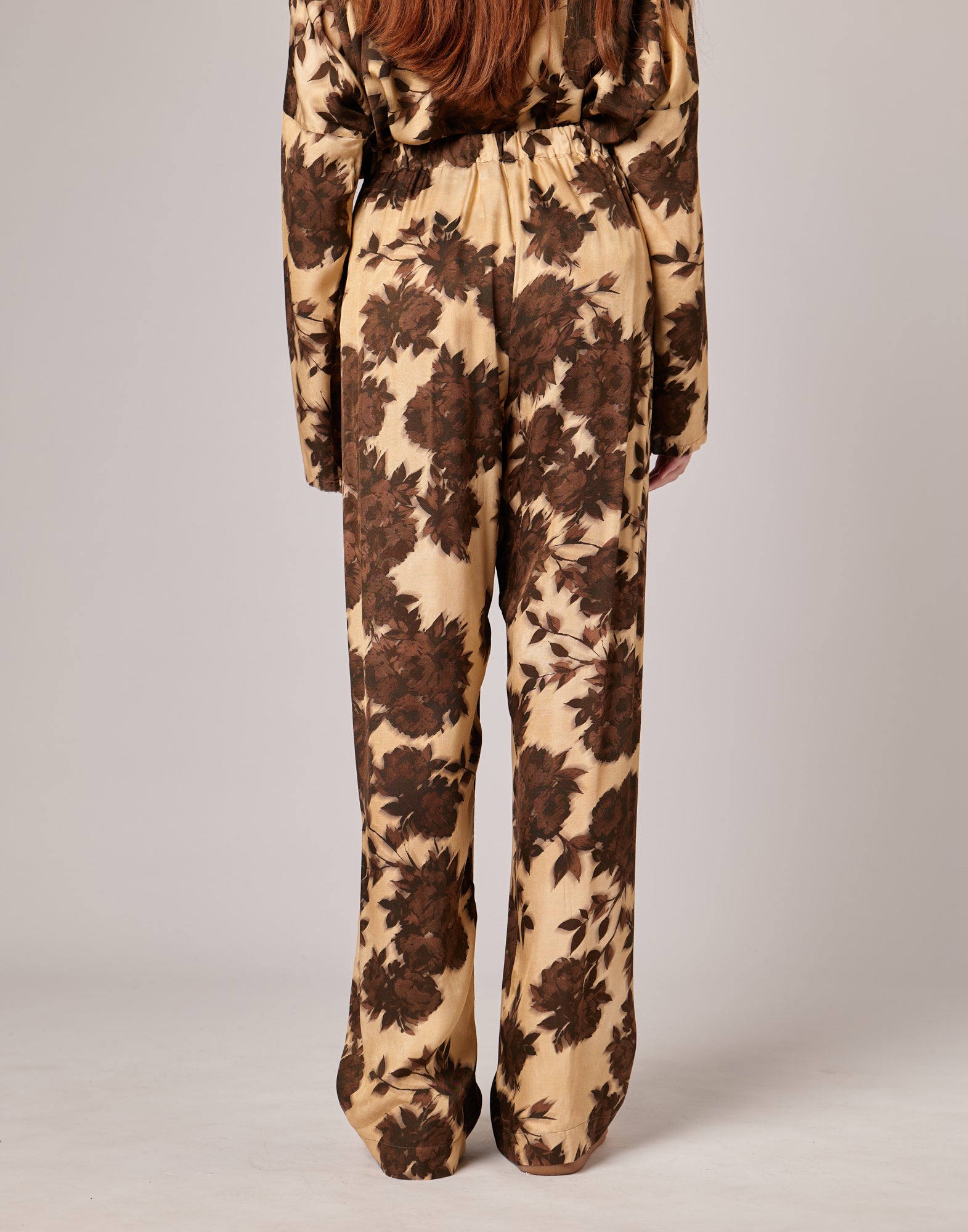 DOUUOD Pantaloni Lunghi Morbidi in Twill con Stampa Floreale