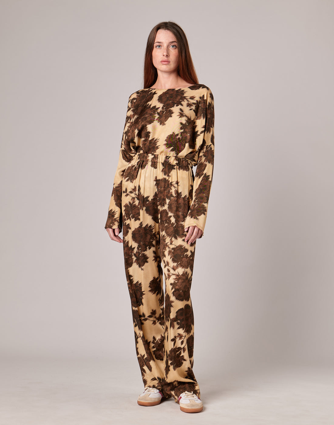 DOUUOD Pantaloni Lunghi Morbidi in Twill con Stampa Floreale