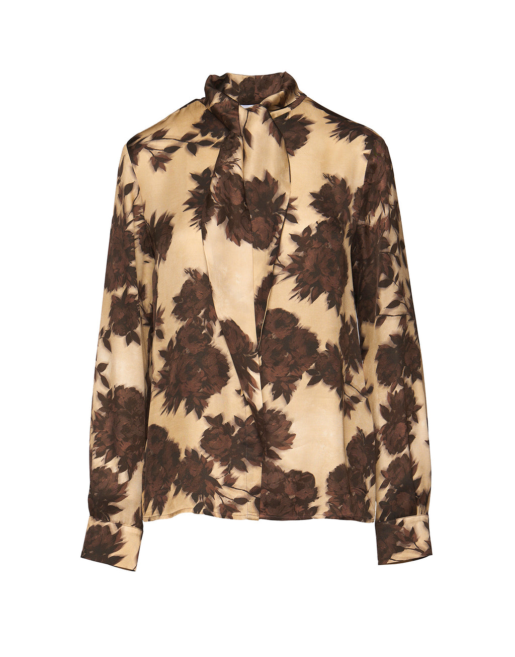 DOUUOD Camicia con Collo a Nastro in Twill con Stampa Floreale