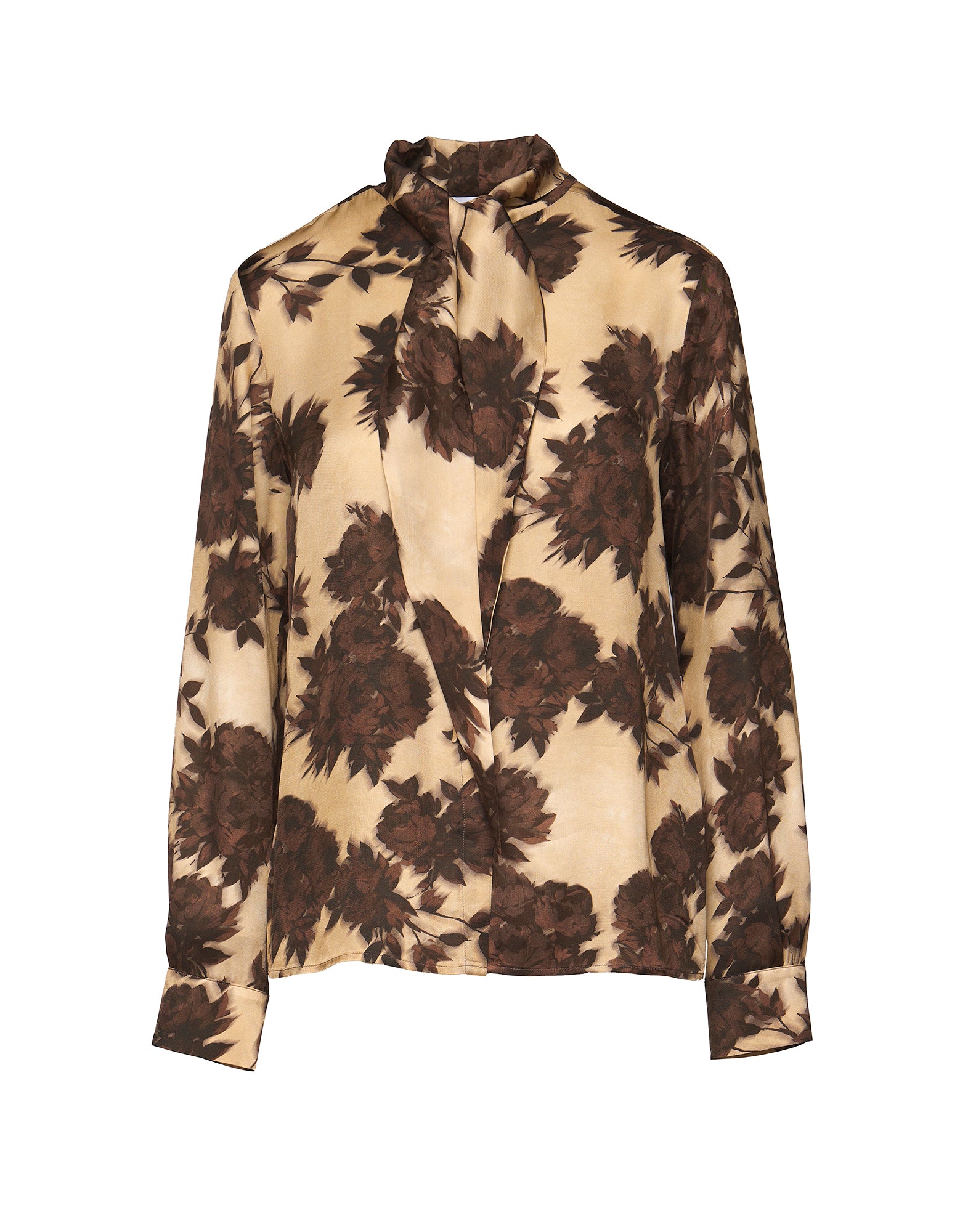 DOUUOD Camicia con Collo a Nastro in Twill con Stampa Floreale