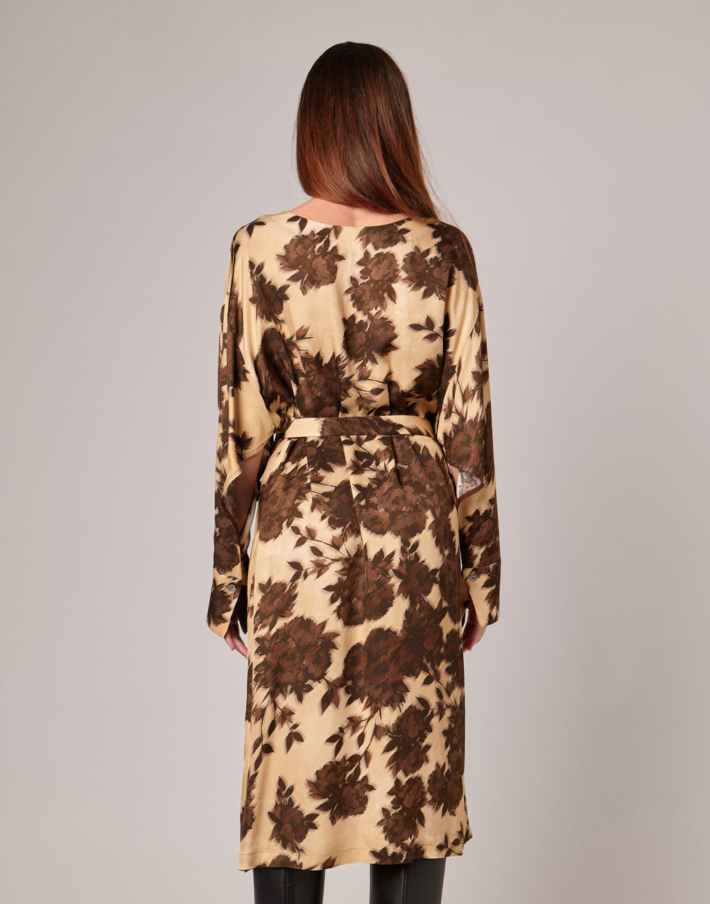 DOUUOD Abito Midi a Sacchetto in Twill con Stampa Floreale