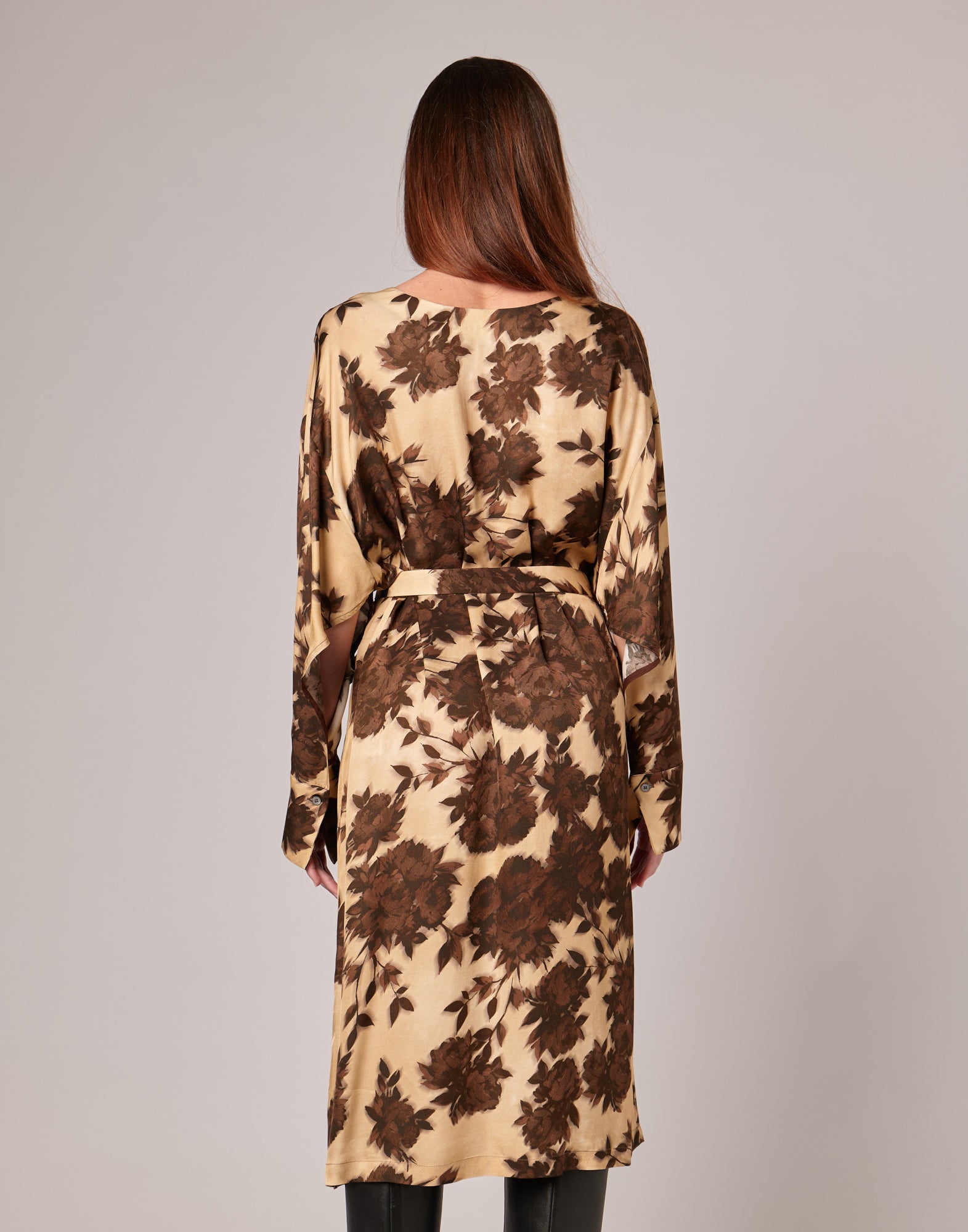 DOUUOD Abito Midi a Sacchetto in Twill con Stampa Floreale