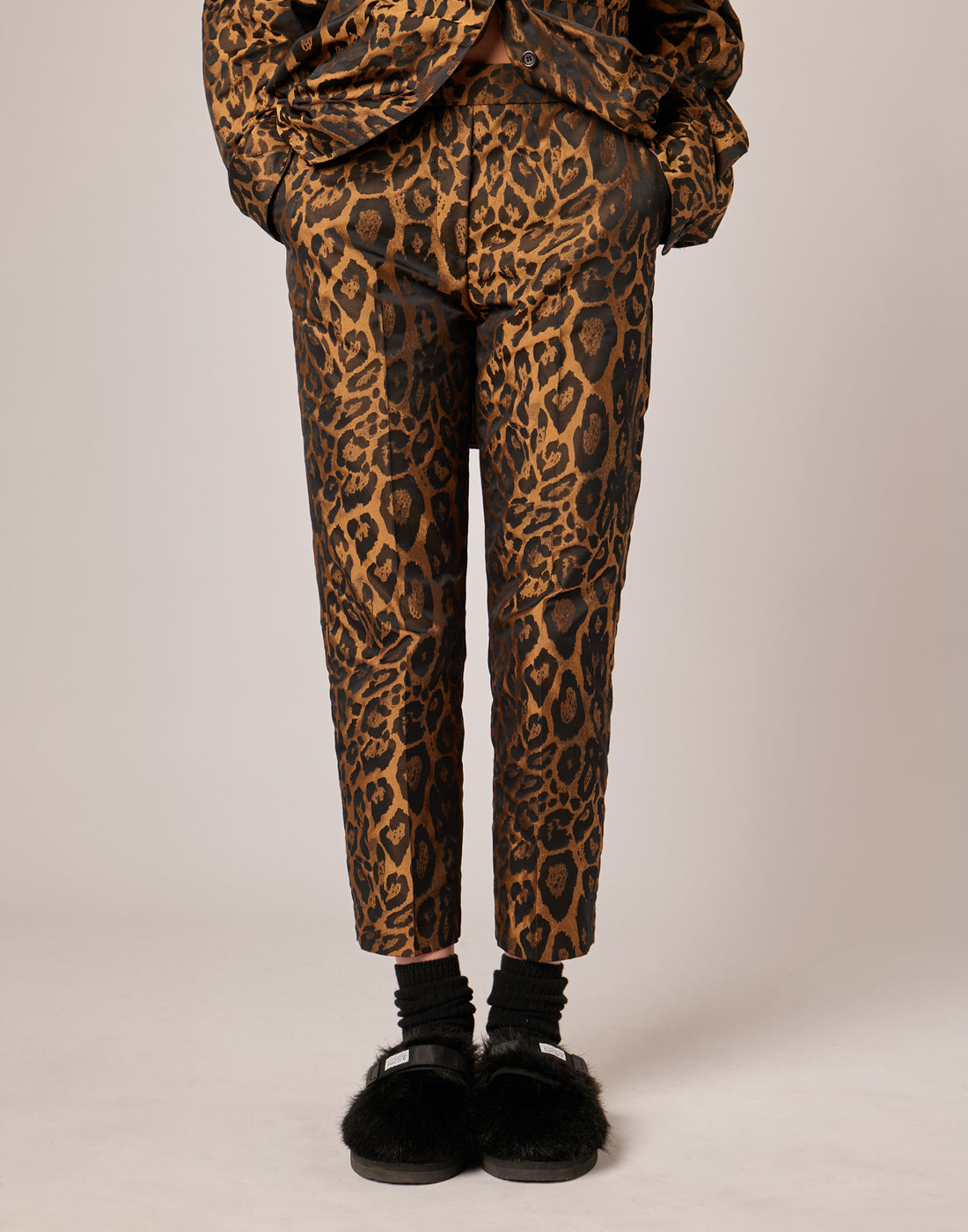 DOUUOD Pantaloni Lunghi in Taffetà Jacquard Maculato