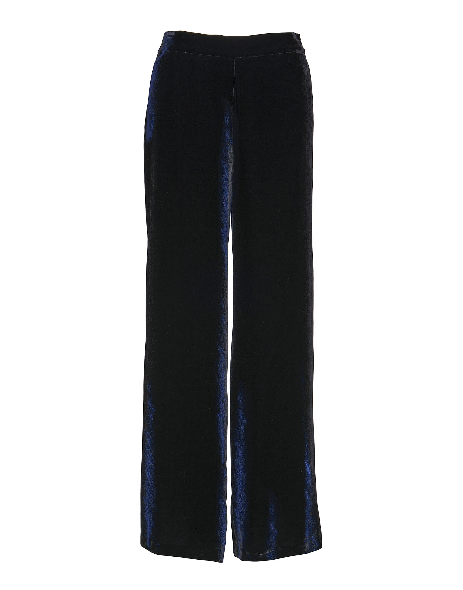 DOUUOD Pantaloni Lunghi in Velluto Fluido Misto Seta Blu Notte