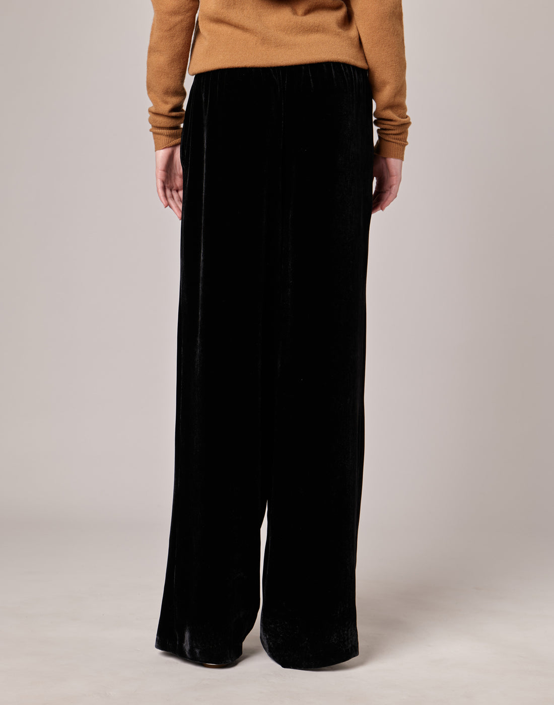 DOUUOD Pantaloni Lunghi in Velluto Fluido Misto Seta Blu Notte