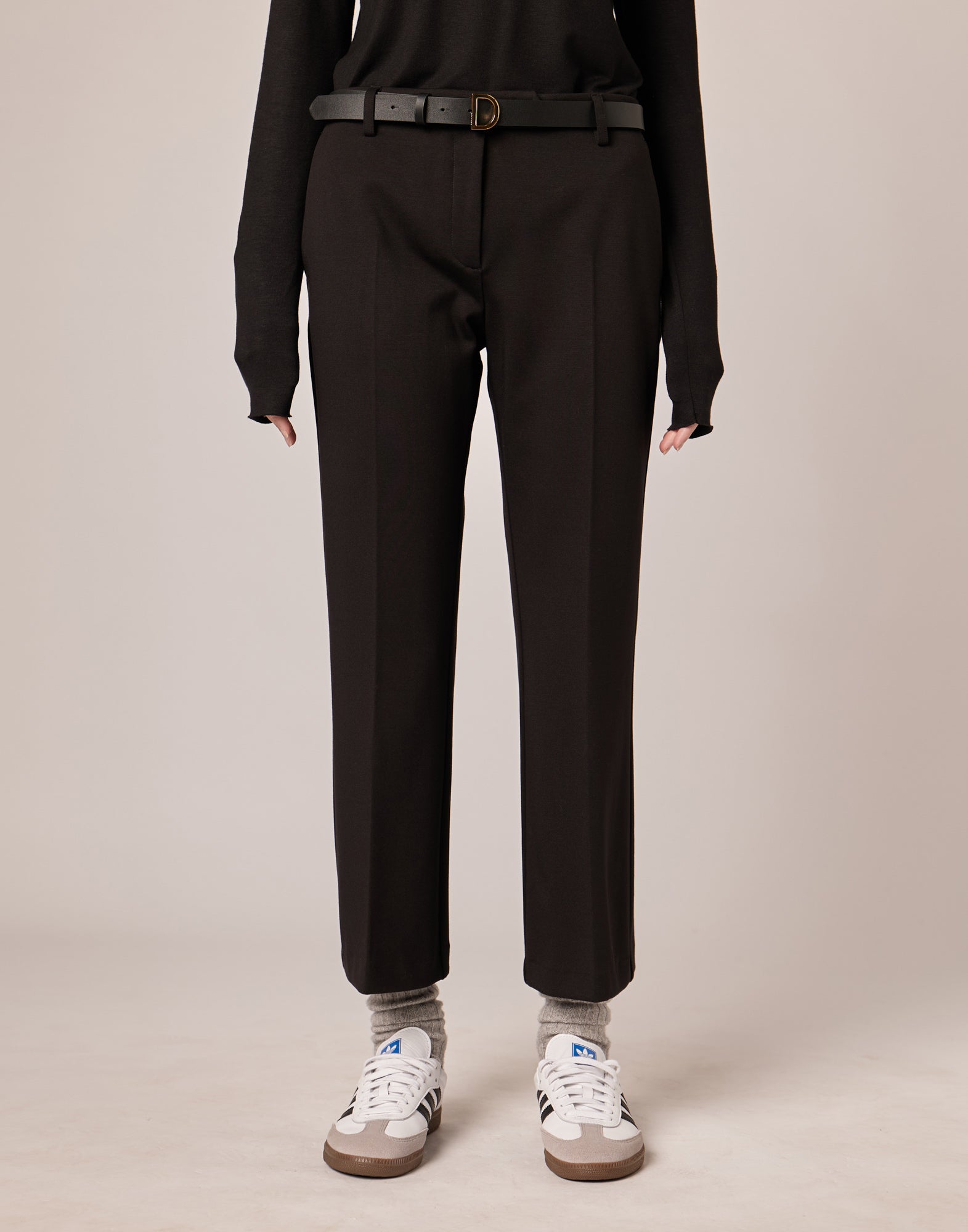 DOUUOD Pantaloni Flare in Punto Milano Nero