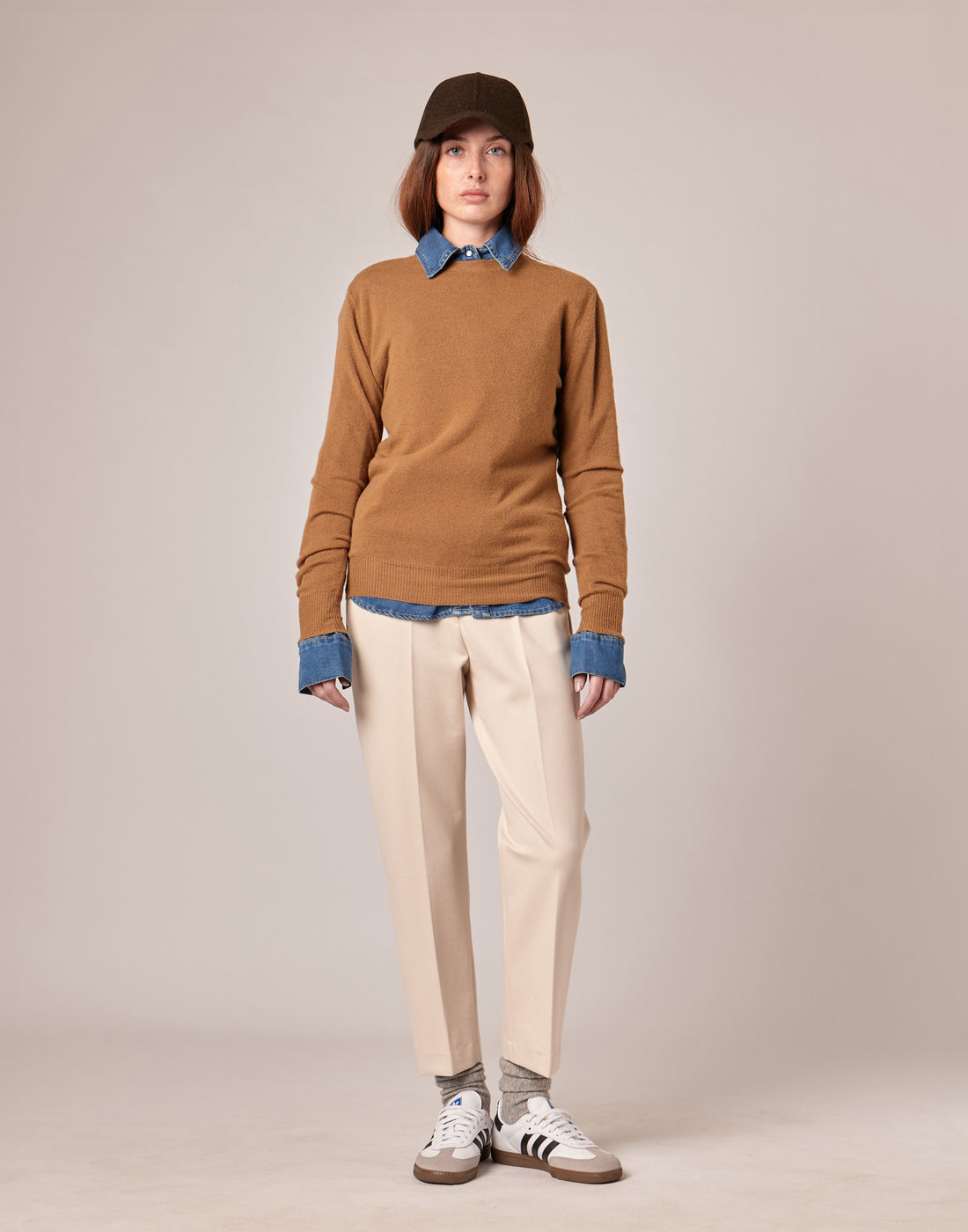 DOUUOD Pantaloni Lunghi con Elastico in Punto Milano Stucco