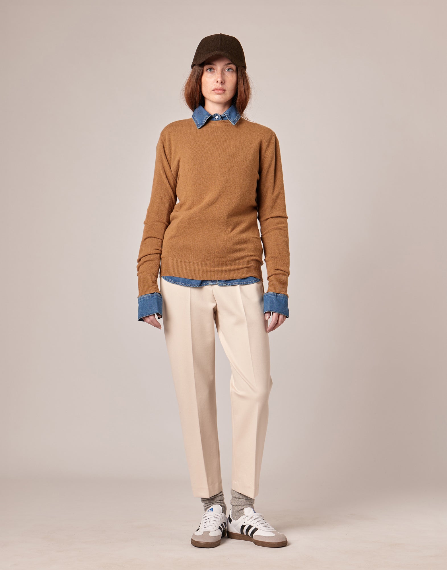 DOUUOD Pantaloni Lunghi con Elastico in Punto Milano Stucco