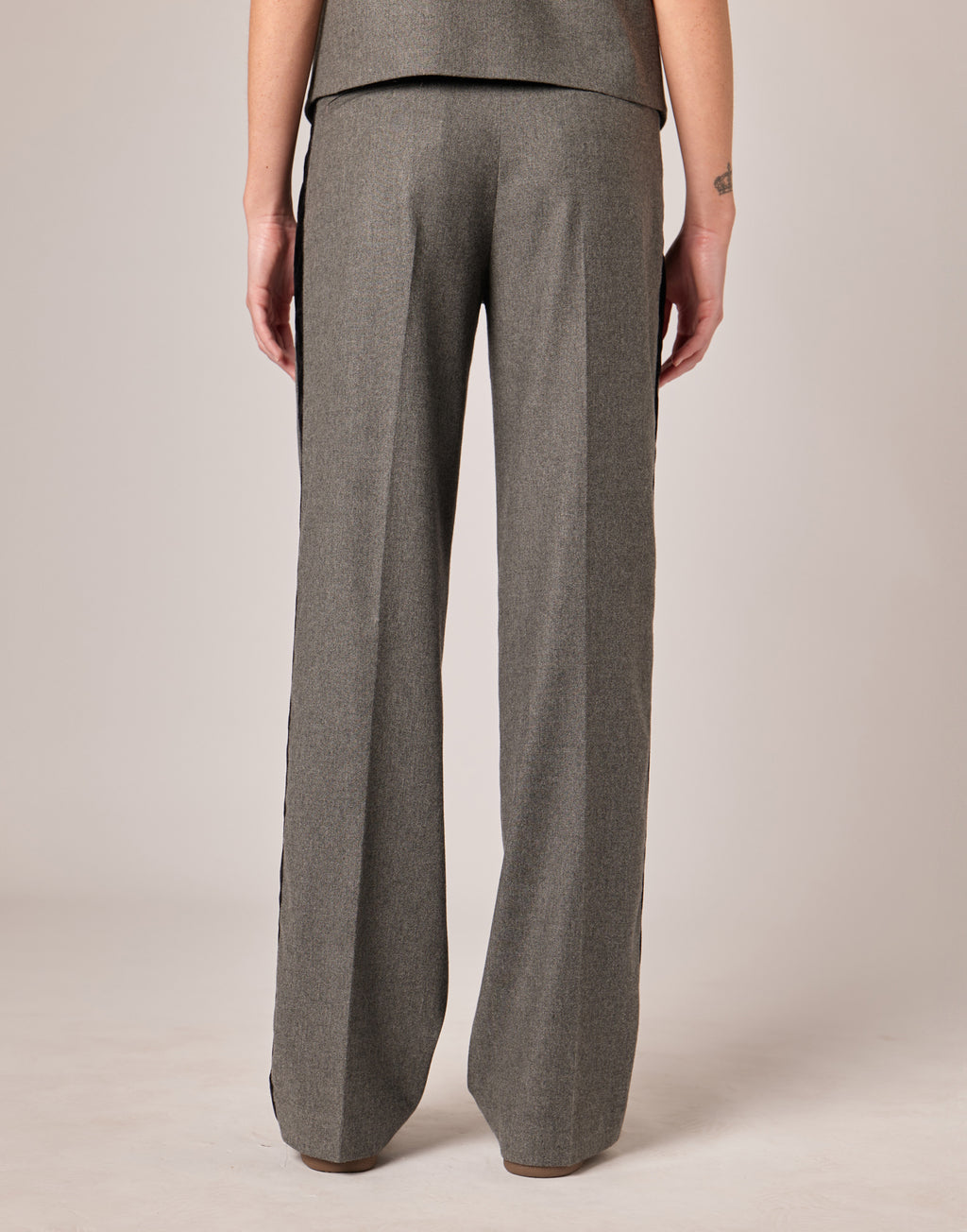 DOUUOD Pantaloni Lunghi in Flanella Misto Lana Stretch Grigio Fumo
