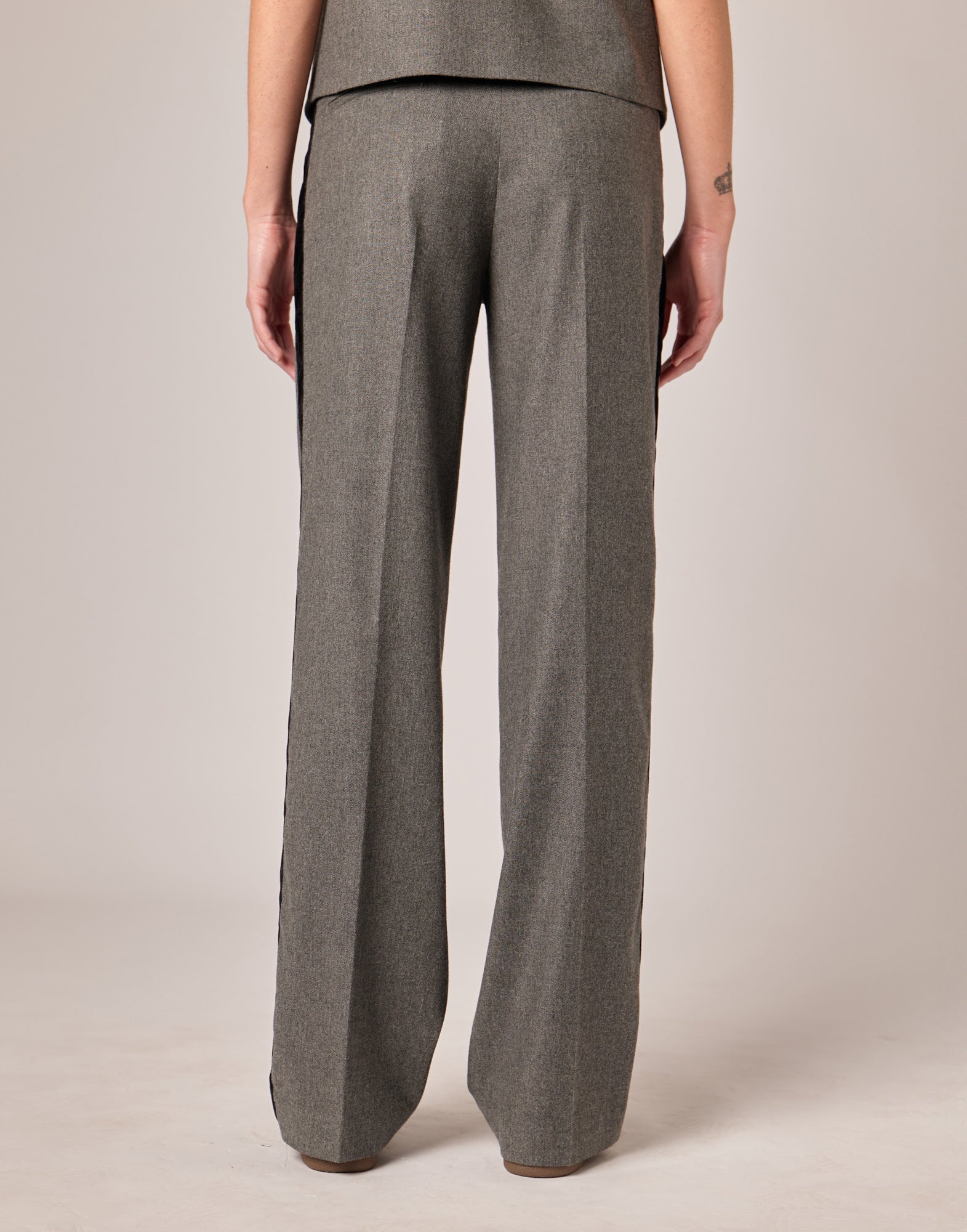 DOUUOD Pantaloni Lunghi in Flanella Misto Lana Stretch Grigio Fumo