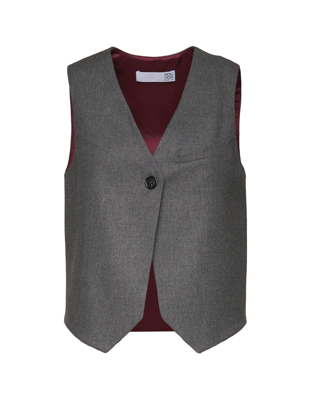 DOUUOD Gilet in Flanella Misto Lana Stretch Grigio Fumo