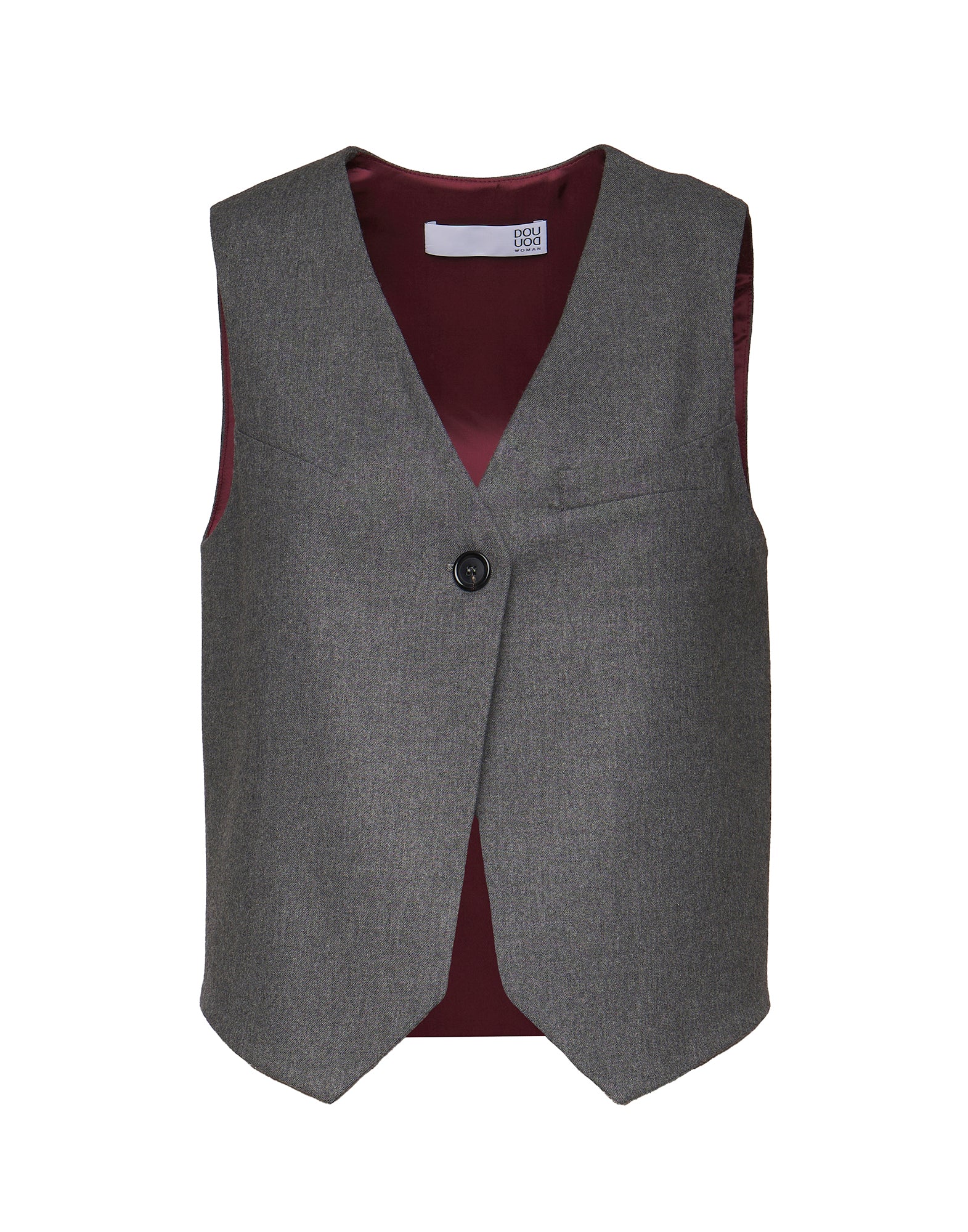 DOUUOD Gilet in Flanella Misto Lana Stretch Grigio Fumo