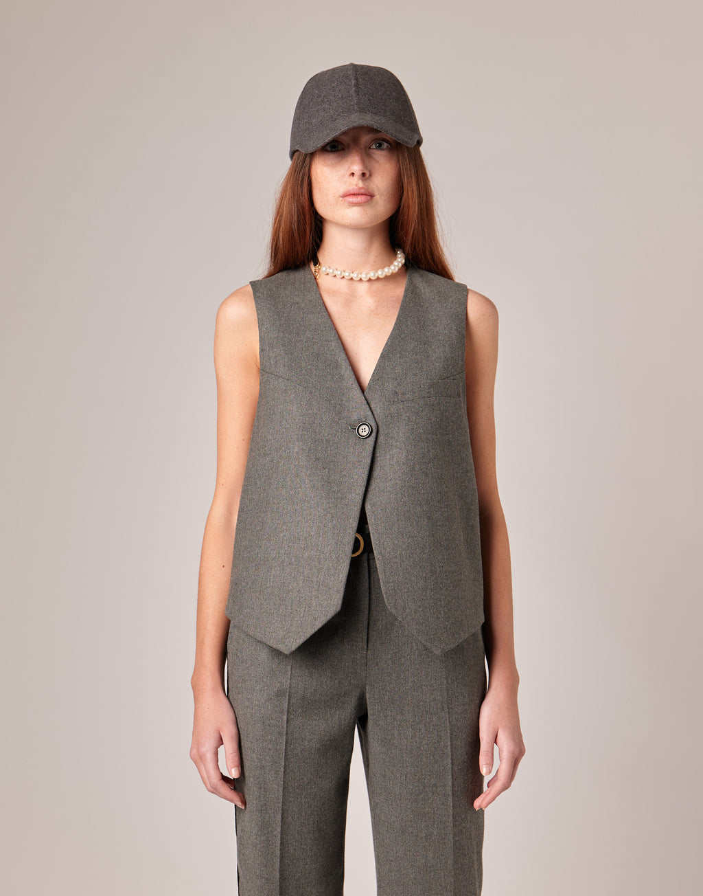 DOUUOD Gilet in Flanella Misto Lana Stretch Grigio Fumo