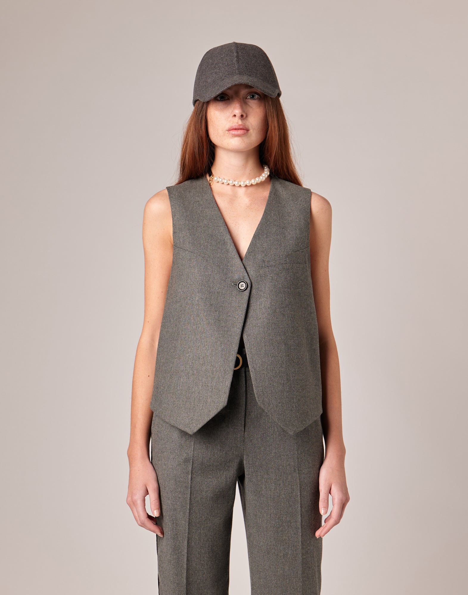 DOUUOD Gilet in Flanella Misto Lana Stretch Grigio Fumo