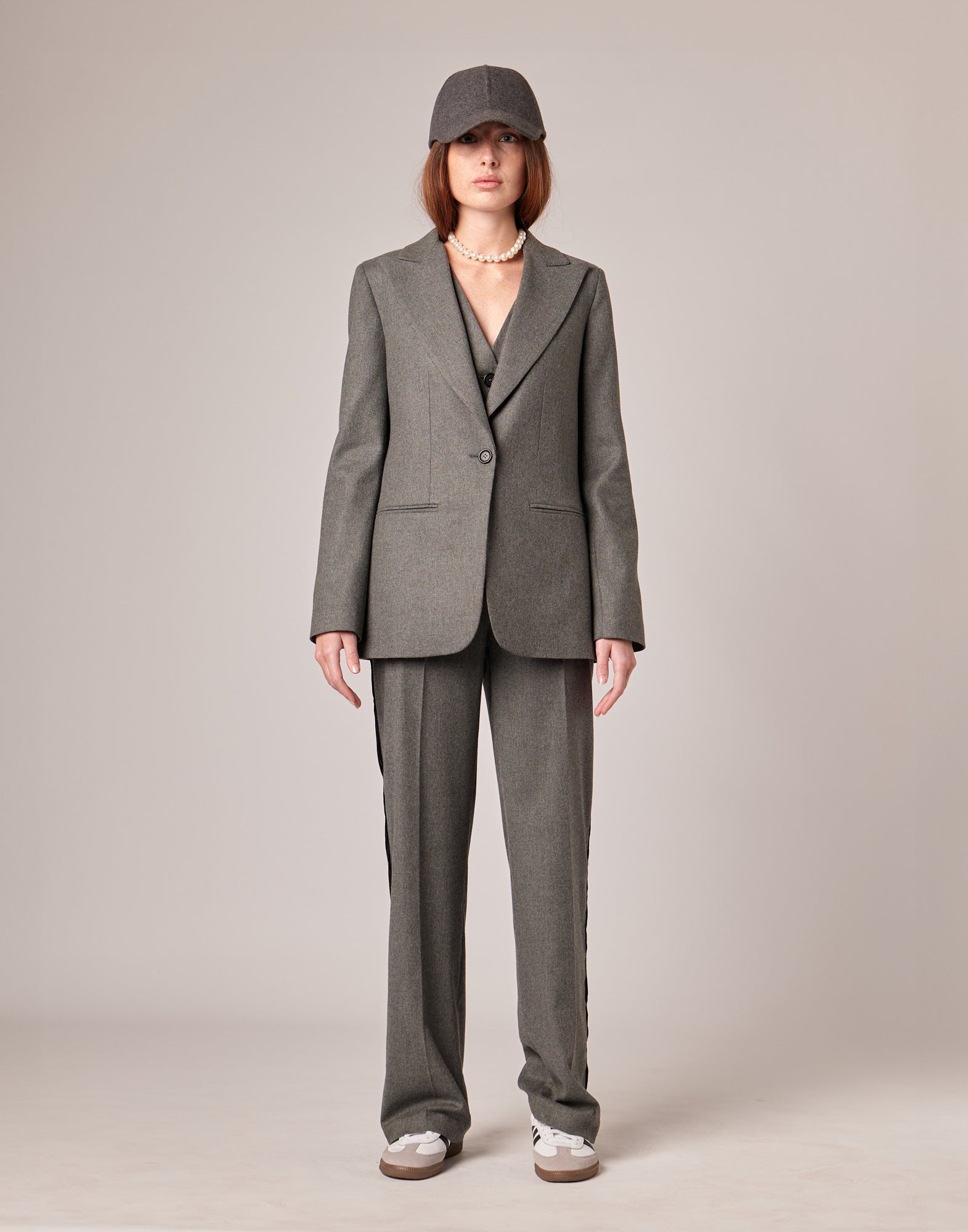 DOUUOD Gilet in Flanella Misto Lana Stretch Grigio Fumo