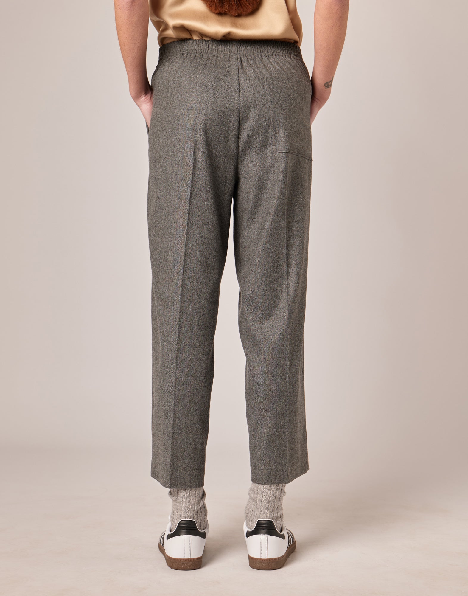 DOUUOD Pantaloni Japan in Flanella Misto Lana Stretch Grigio Fumo