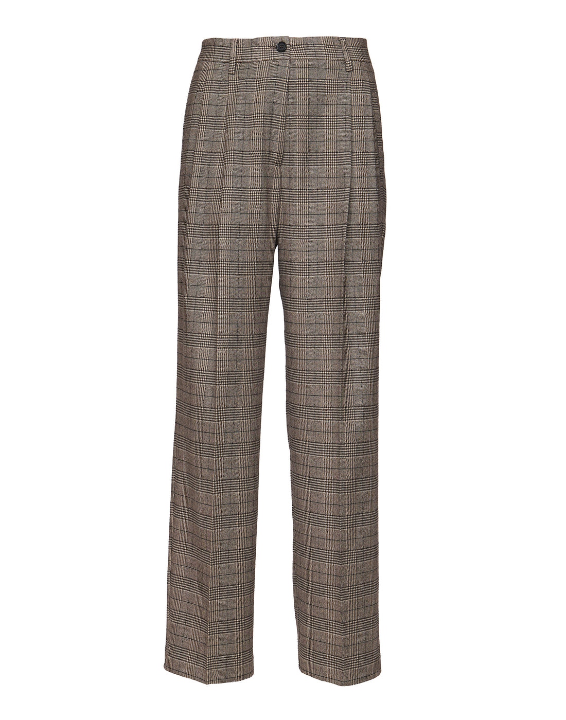 DOUUOD Pantaloni Lunghi con Pences in Prince of Wales Comfort