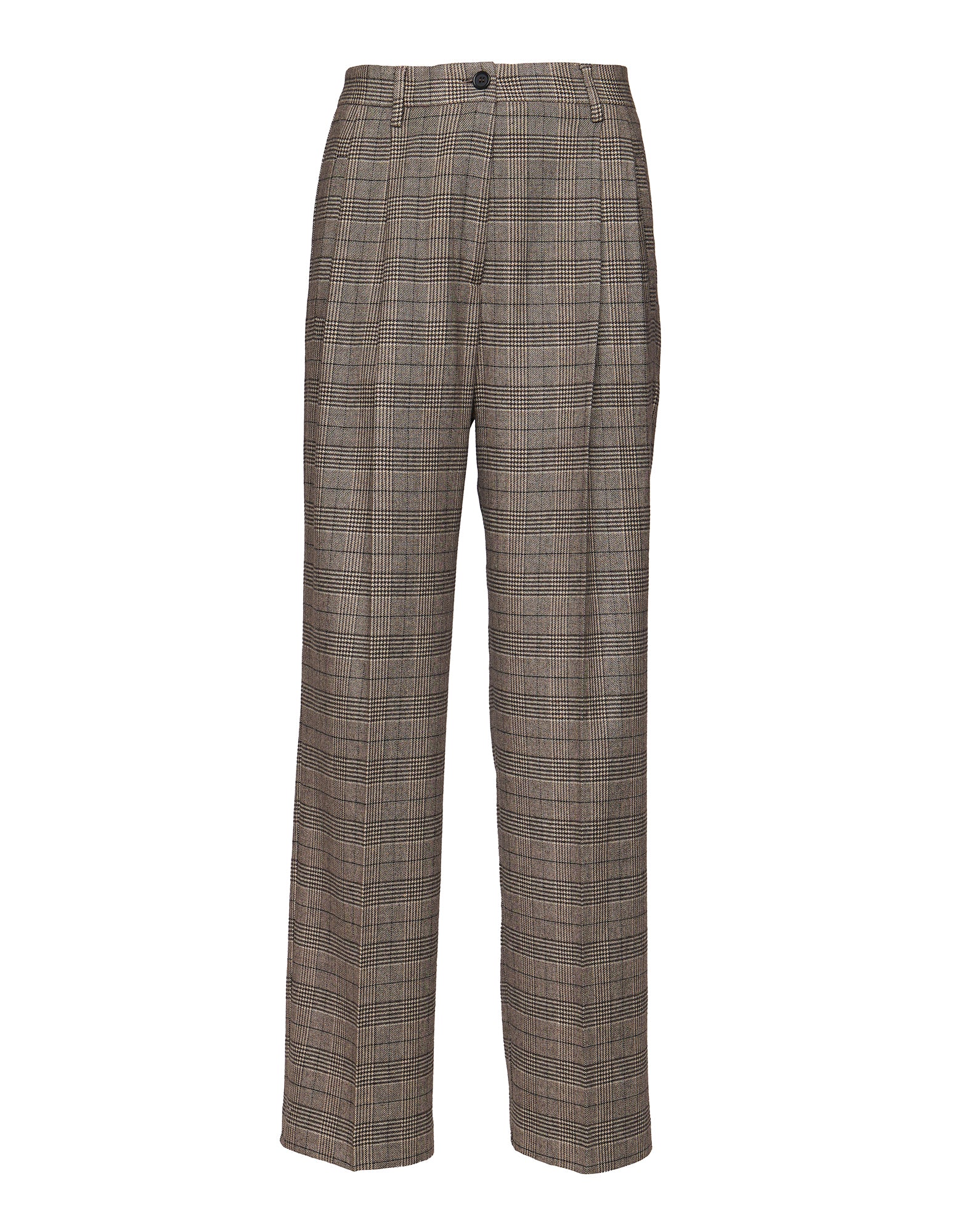 DOUUOD Pantaloni Lunghi con Pences in Prince of Wales Comfort