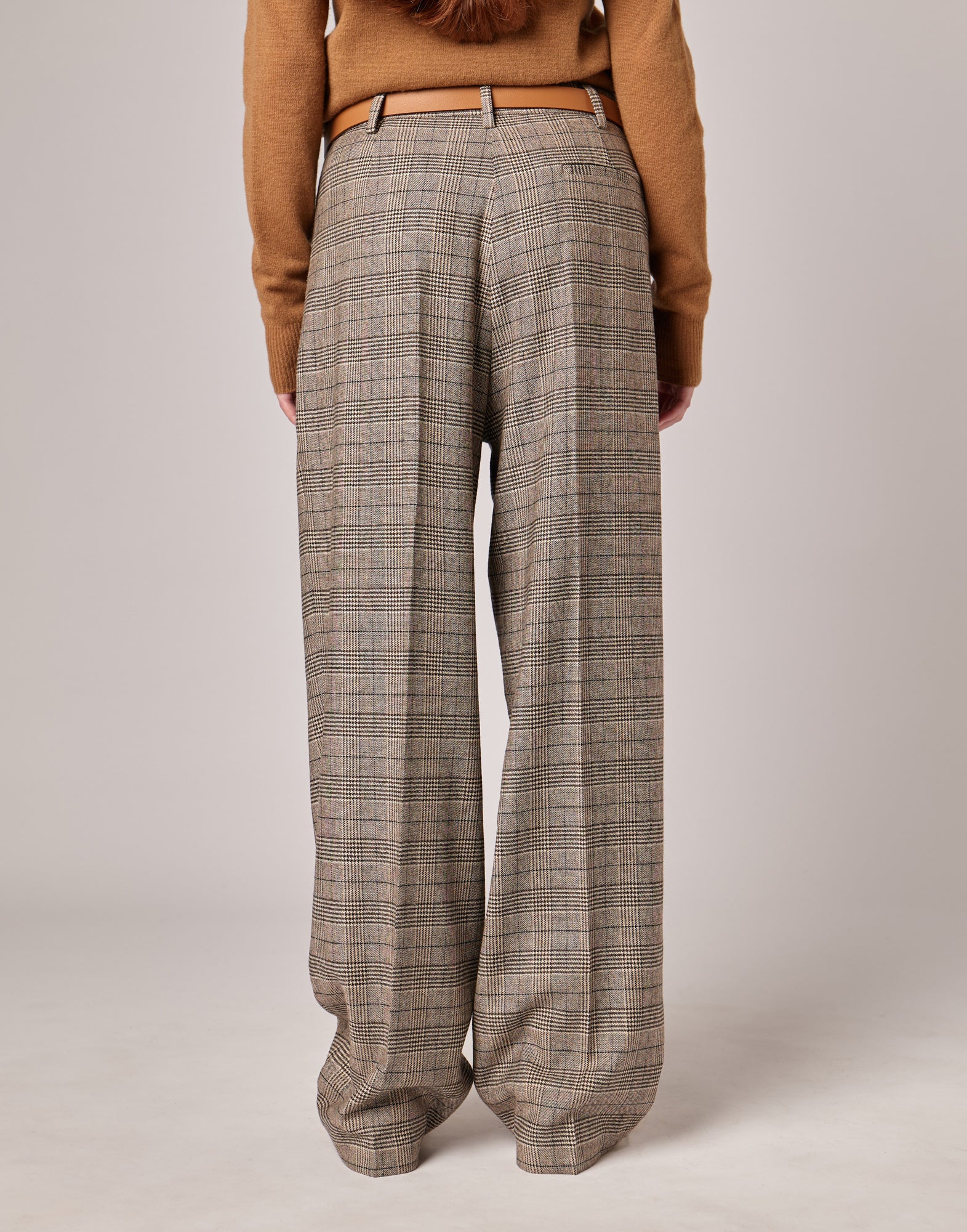 DOUUOD Pantaloni Lunghi con Pences in Prince of Wales Comfort