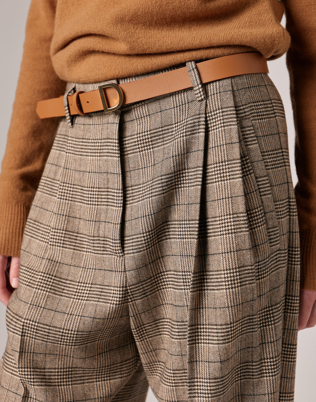DOUUOD Pantaloni Lunghi con Pences in Prince of Wales Comfort