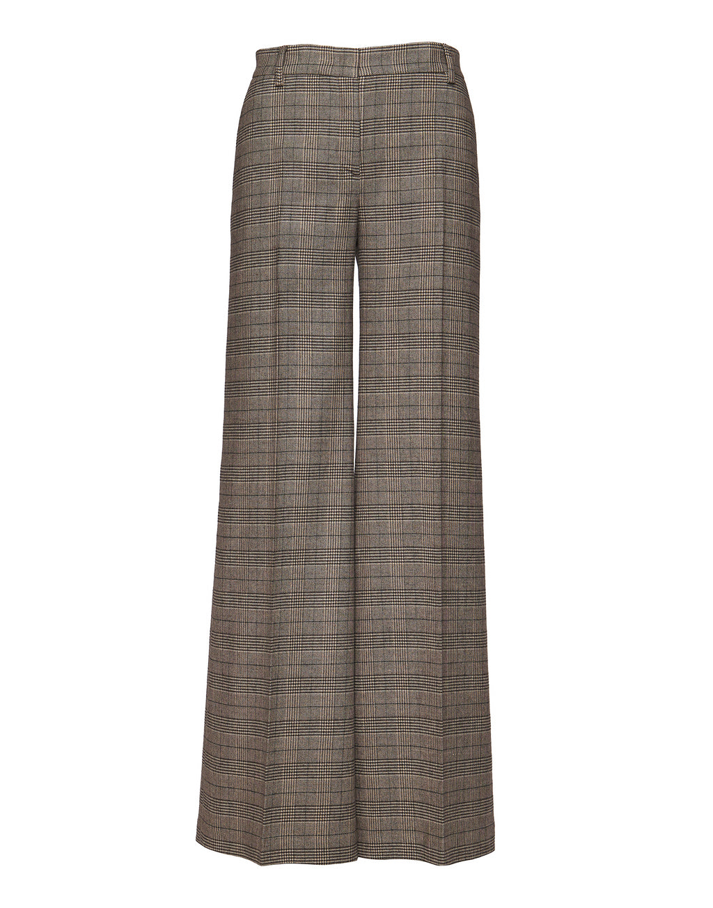 DOUUOD Pantaloni Ampi a Vita Alta in Prince of Wales Comfort