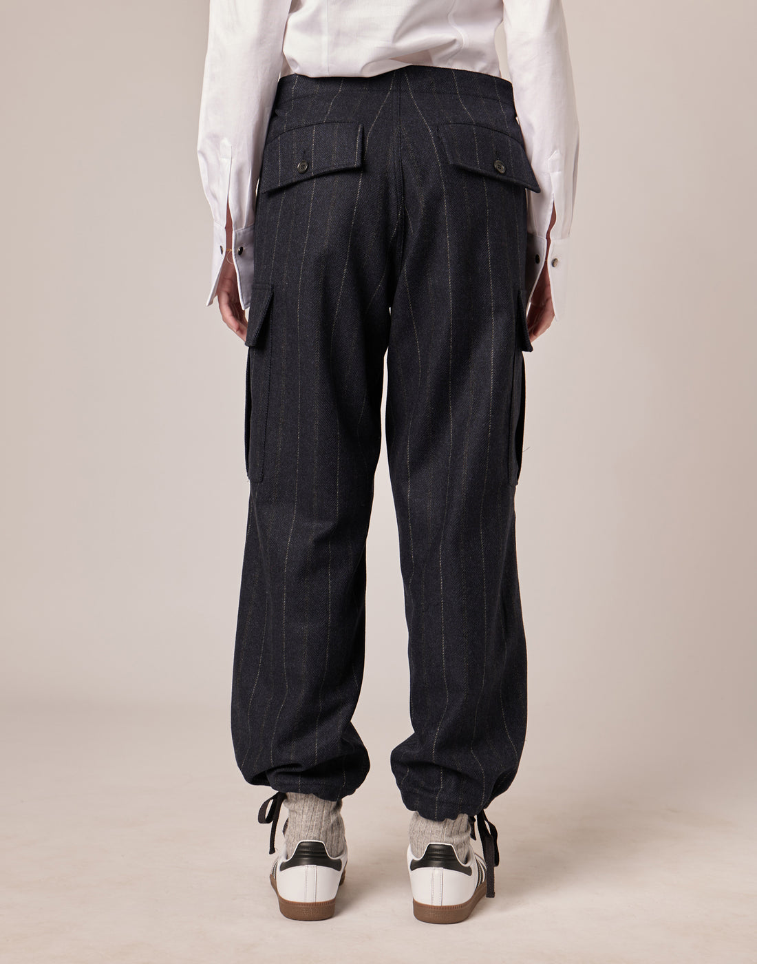 DOUUOD Pantaloni Cargo in Microresca Gessata Stretch