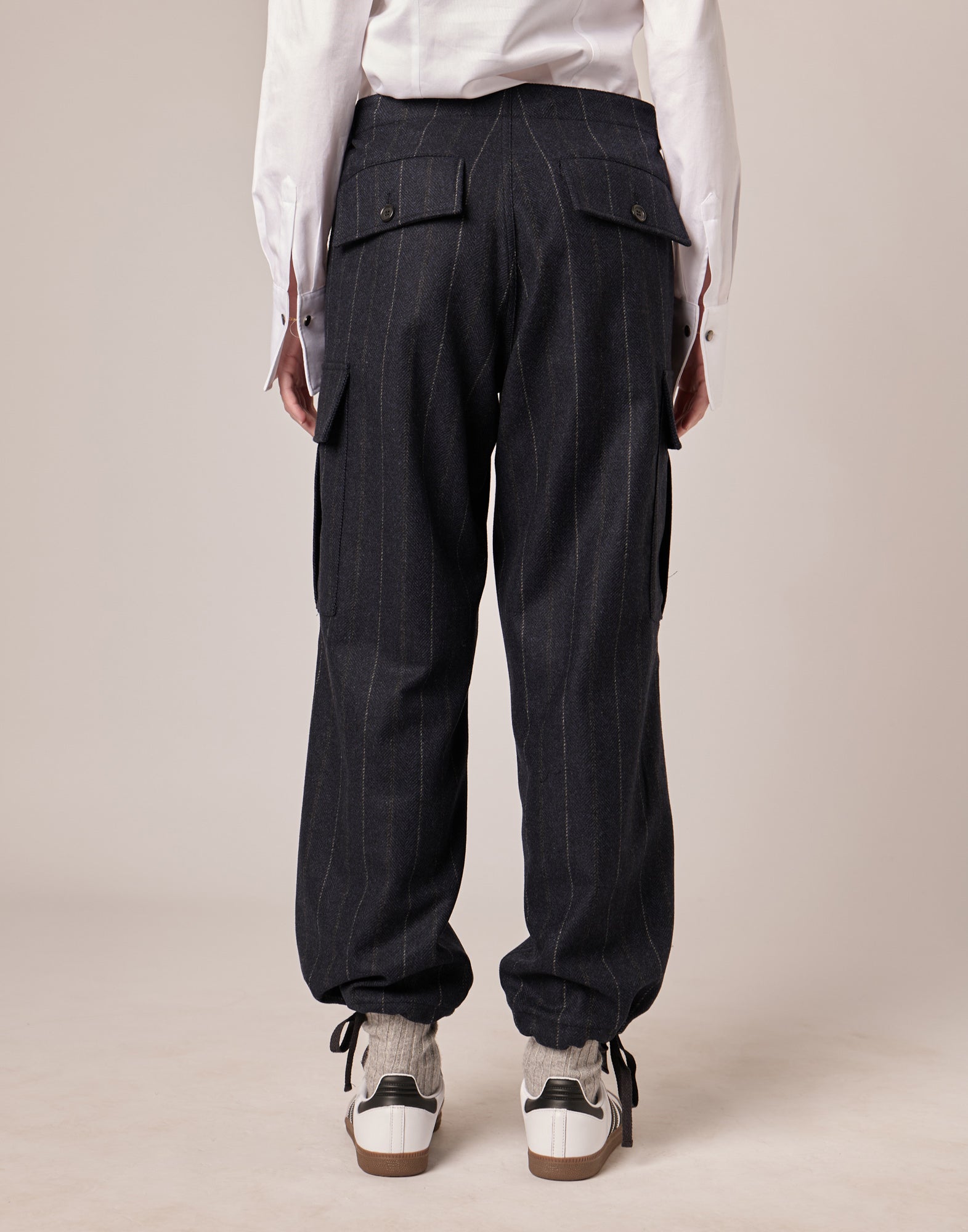 DOUUOD Pantaloni Cargo in Microresca Gessata Stretch