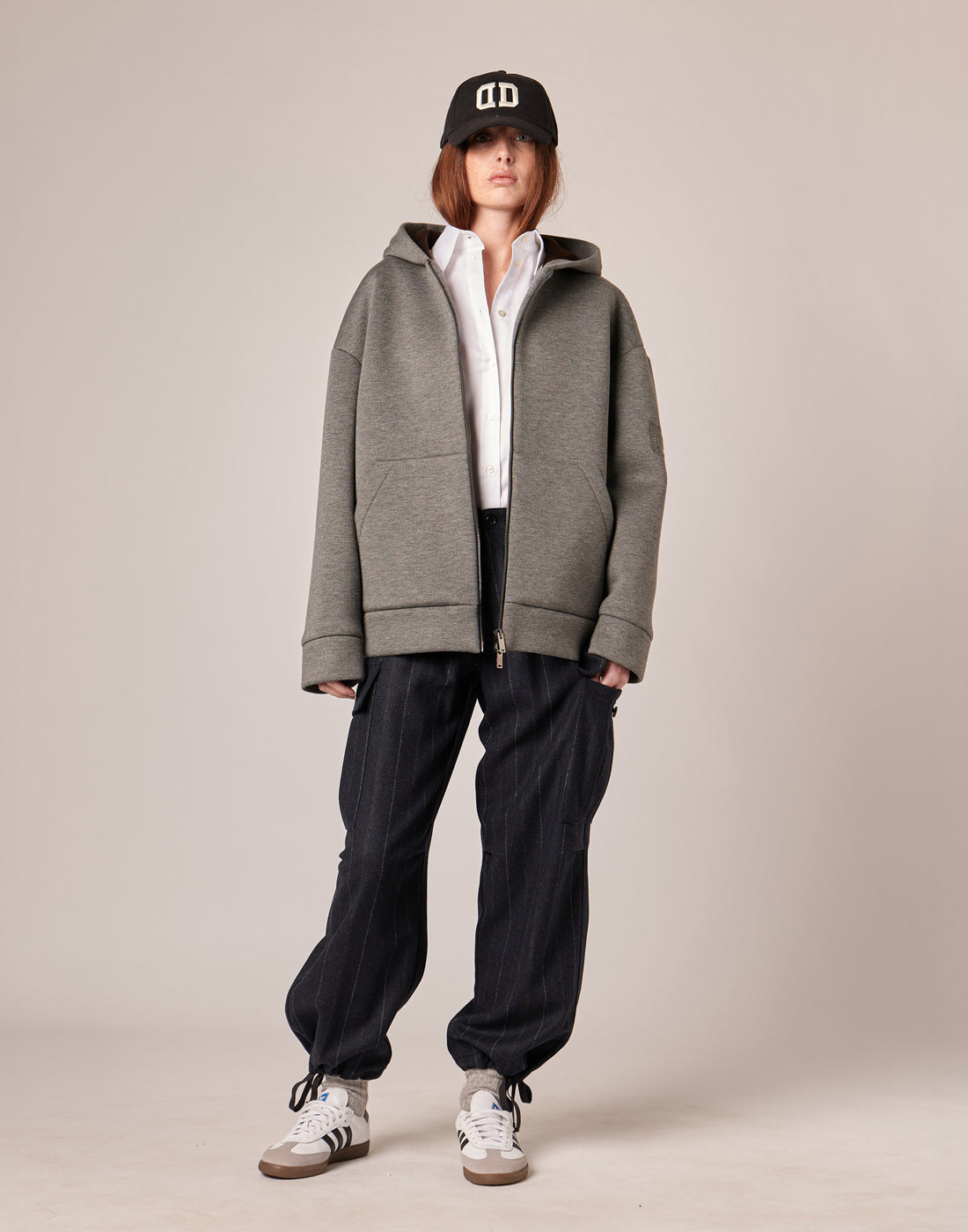 DOUUOD Pantaloni Cargo in Microresca Gessata Stretch