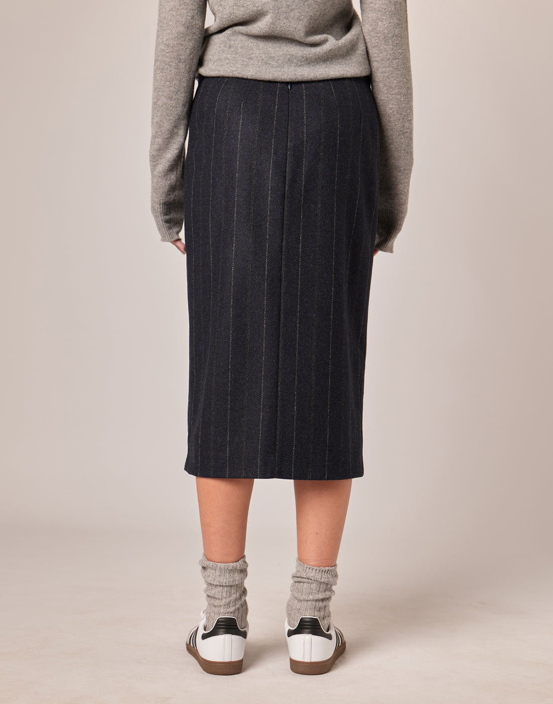 DOUUOD Gonna Midi a Tubino in Microresca Gessata Stretch