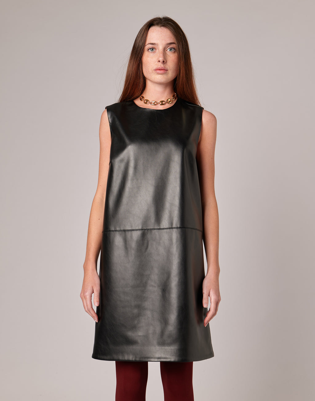 DOUUOD Mini Abito in Eco Vintage Leather Nero