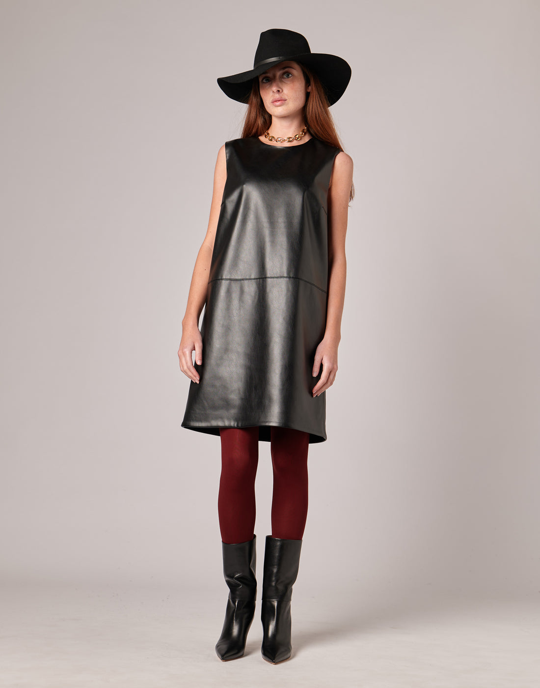DOUUOD Mini Abito in Eco Vintage Leather Nero
